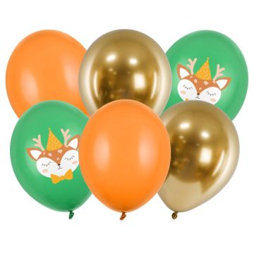Balony lateksowe - PartyDeco - Jelonek, mix, 30 cm, 6 szt.