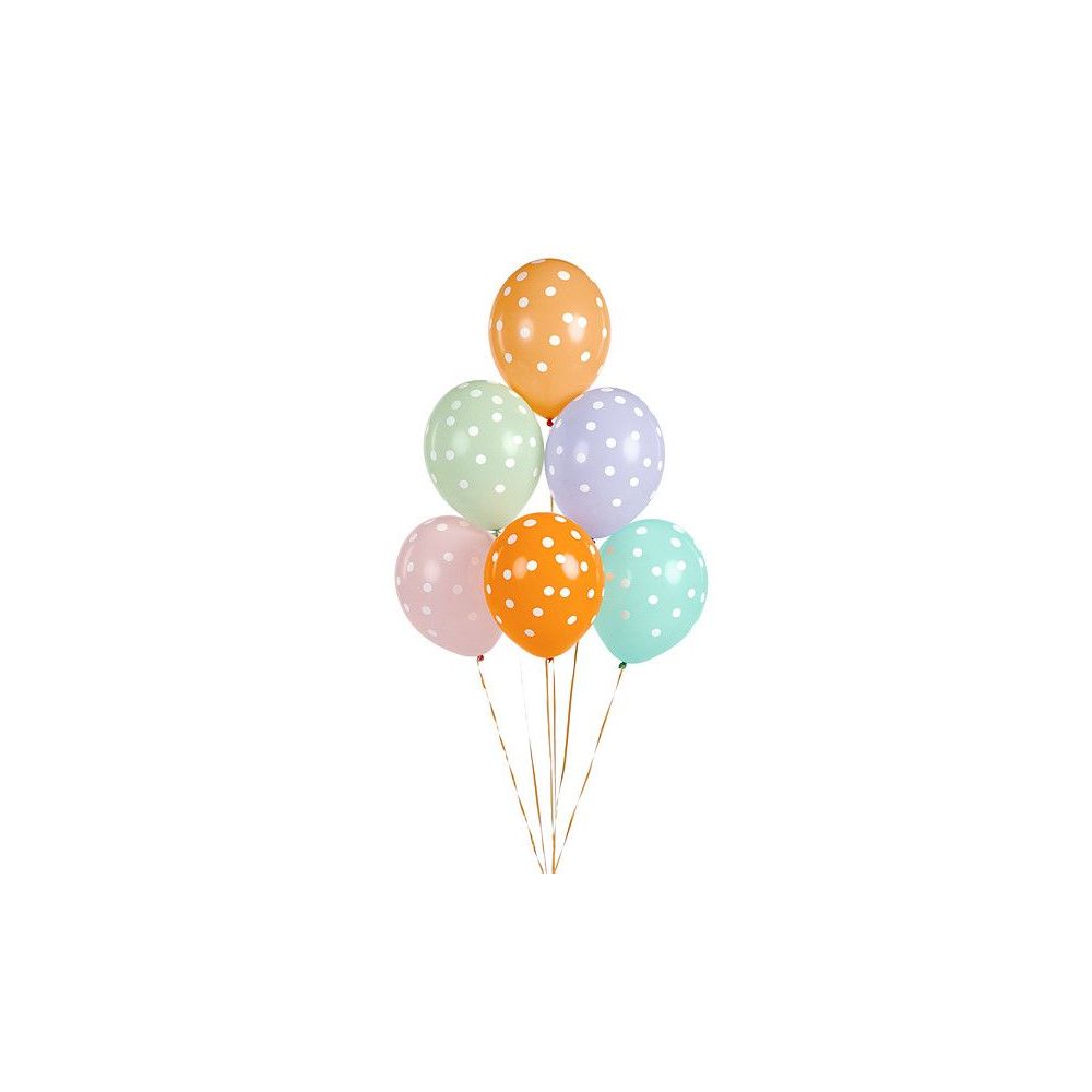 Balony lateksowe - PartyDeco - Kropki, mix, 30 cm, 6 szt.