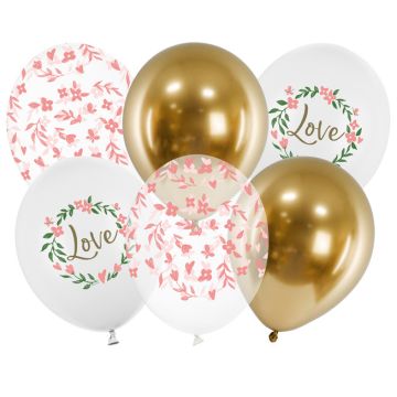 Latex balloons - PartyDeco - Love, mix, 30 cm, 6 pcs.