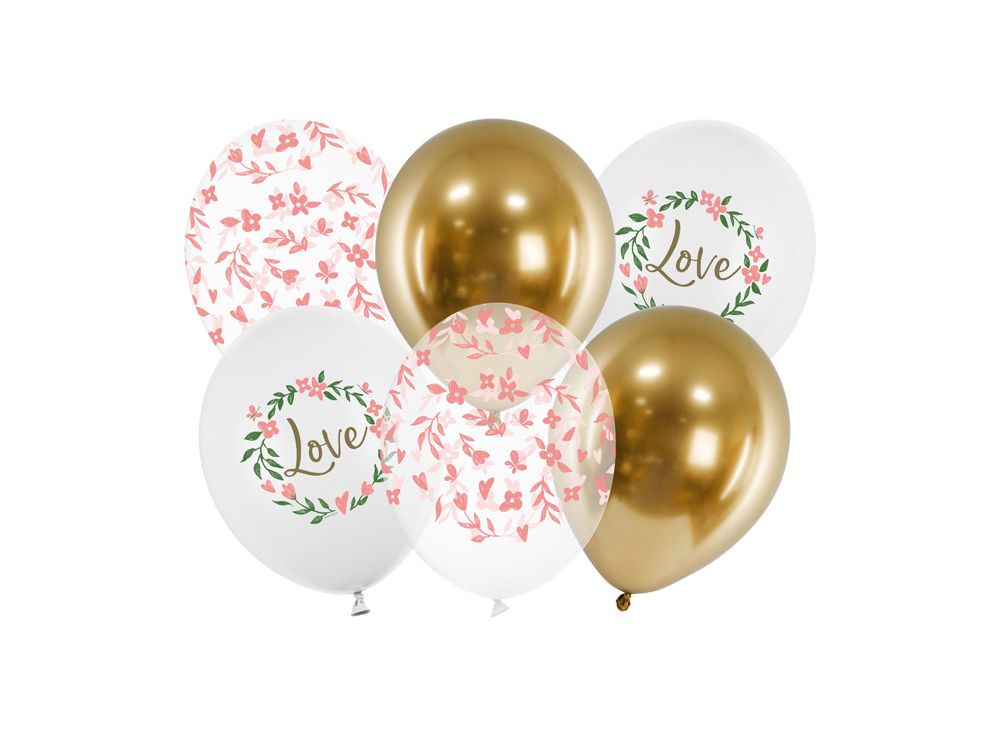 Balony lateksowe - PartyDeco - Love, mix, 30 cm, 6 szt.