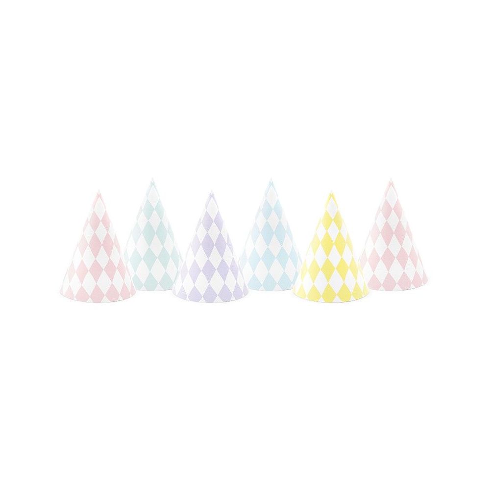 Czapeczki papierowe - PartyDeco - pastelowe, kolorowe, 6 szt.