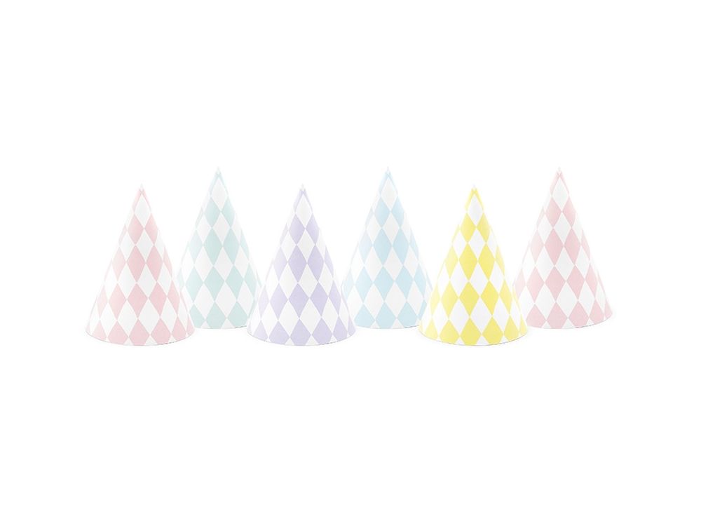 Czapeczki papierowe - PartyDeco - pastelowe, kolorowe, 6 szt.