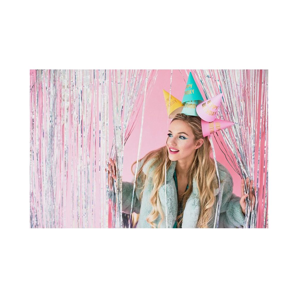 Czapeczki papierowe Happy Birthday - PartyDeco - kolorowe, 6 szt.
