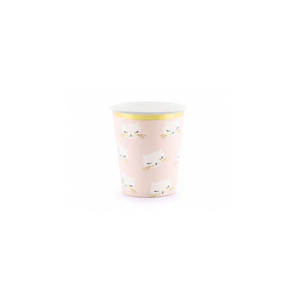 Paper cups - PartyDeco - Kitty, pink, 6 pcs.