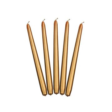 Taper candles, metallized - PartyDeco - gold, 29 cm, 10 pcs.