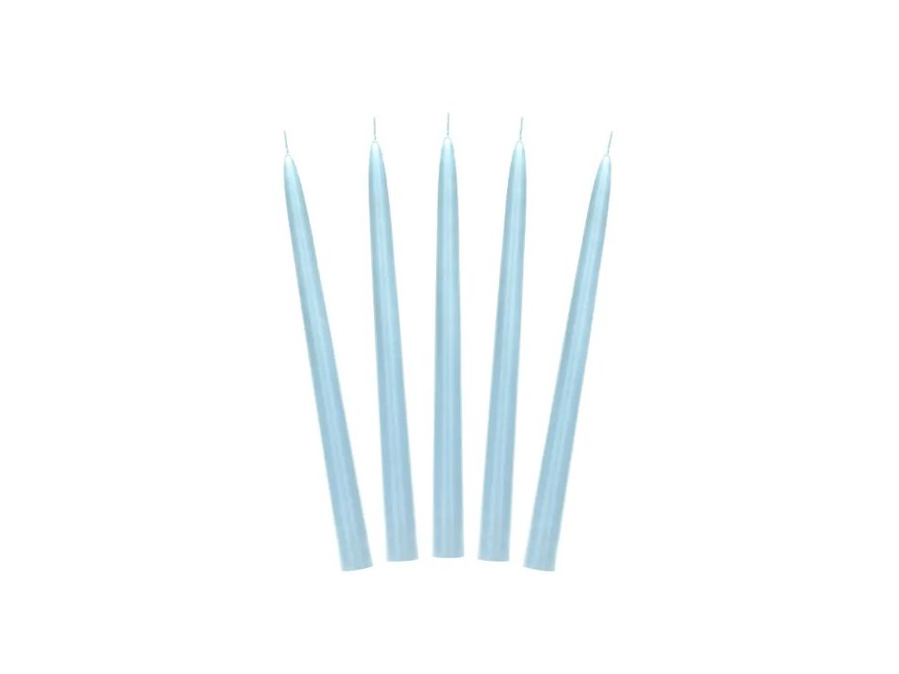 Taper candles, matt - PartyDeco - blue, 24 cm, 10 pcs.