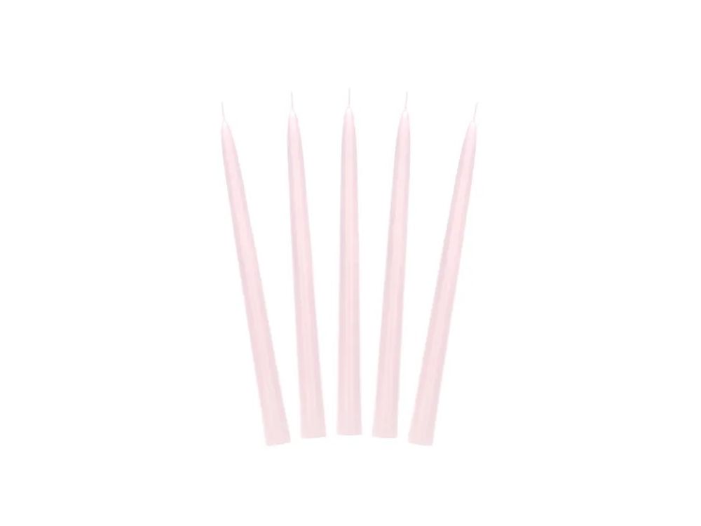 Taper candles, frosted - PartyDeco - light pink, 24 cm, 10 pcs.