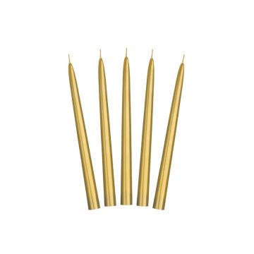 Taper candles, metallized - PartyDeco - gold, 24 cm, 10 pcs.
