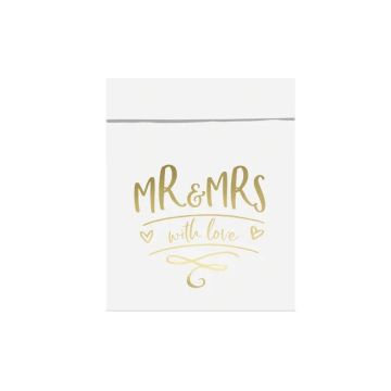 Decorative candy bags - PartyDeco - Mr & Mrs, gold, 6 pcs.