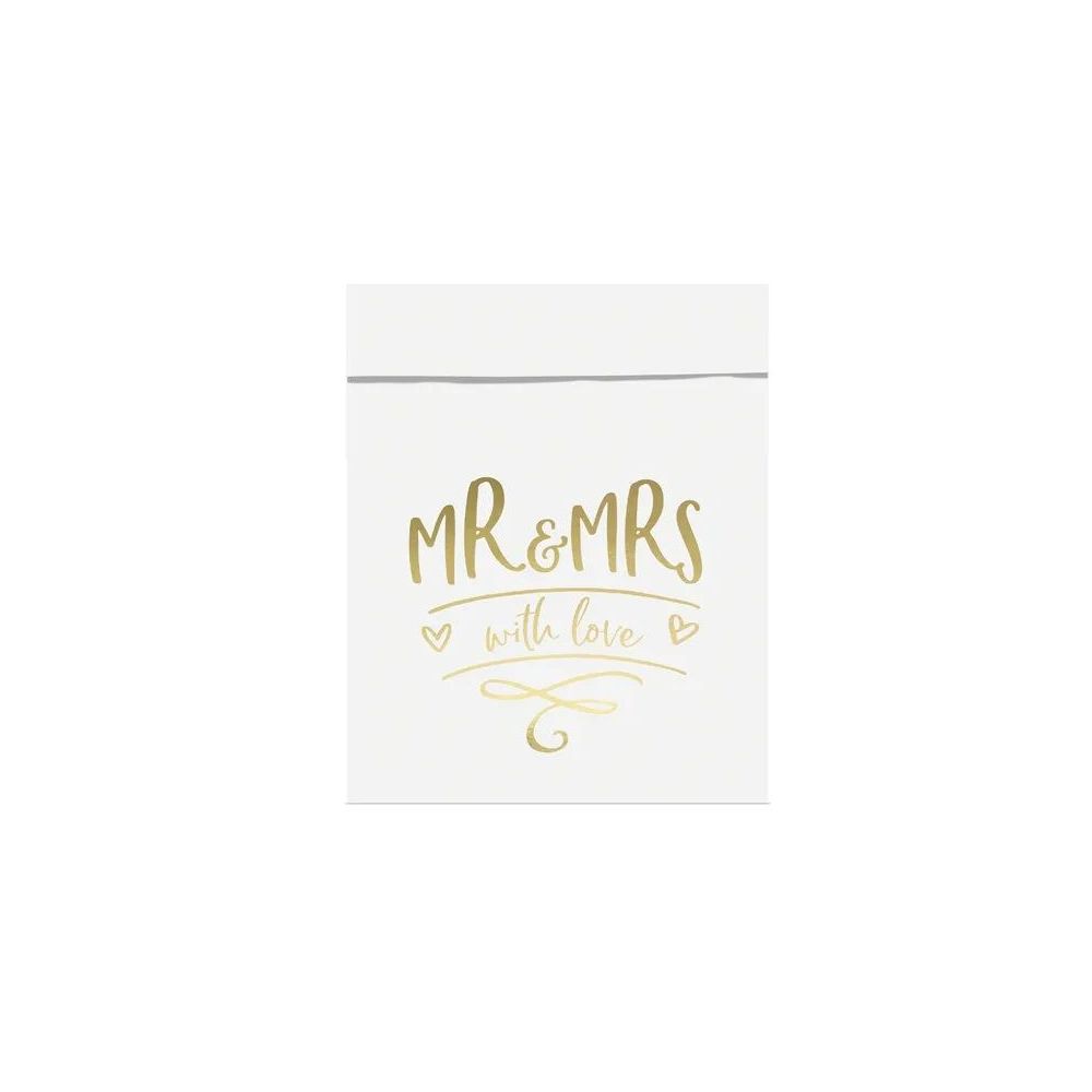 Decorative candy bags - PartyDeco - Mr & Mrs, gold, 6 pcs.