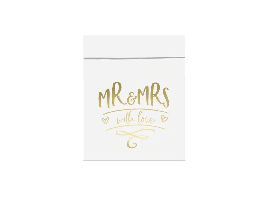 Decorative candy bags - PartyDeco - Mr & Mrs, gold, 6 pcs.