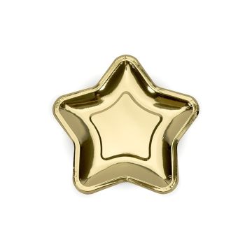 Paper plates - PartyDeco - Star, gold, 18 cm, 6 pcs.
