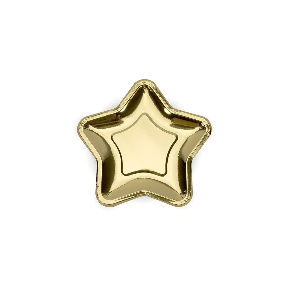 Paper plates - PartyDeco - Star, gold, 18 cm, 6 pcs.