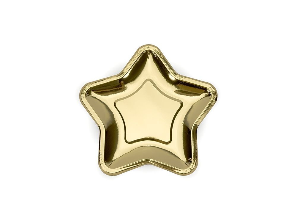 Paper plates - PartyDeco - Star, gold, 18 cm, 6 pcs.