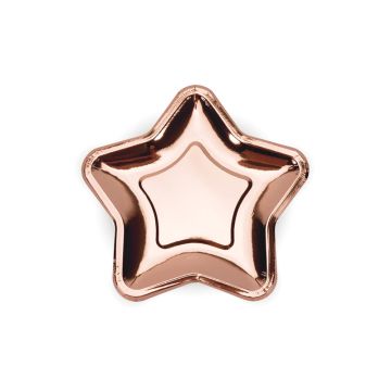 Paper plates - PartyDeco - Star, rose gold, 18 cm, 6 pcs.