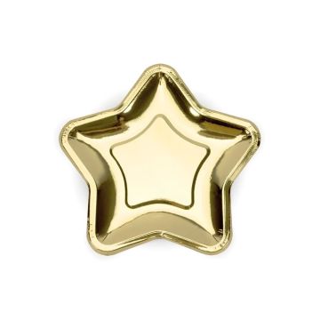 Paper plates - PartyDeco - Star, gold, 23 cm, 6 pcs.