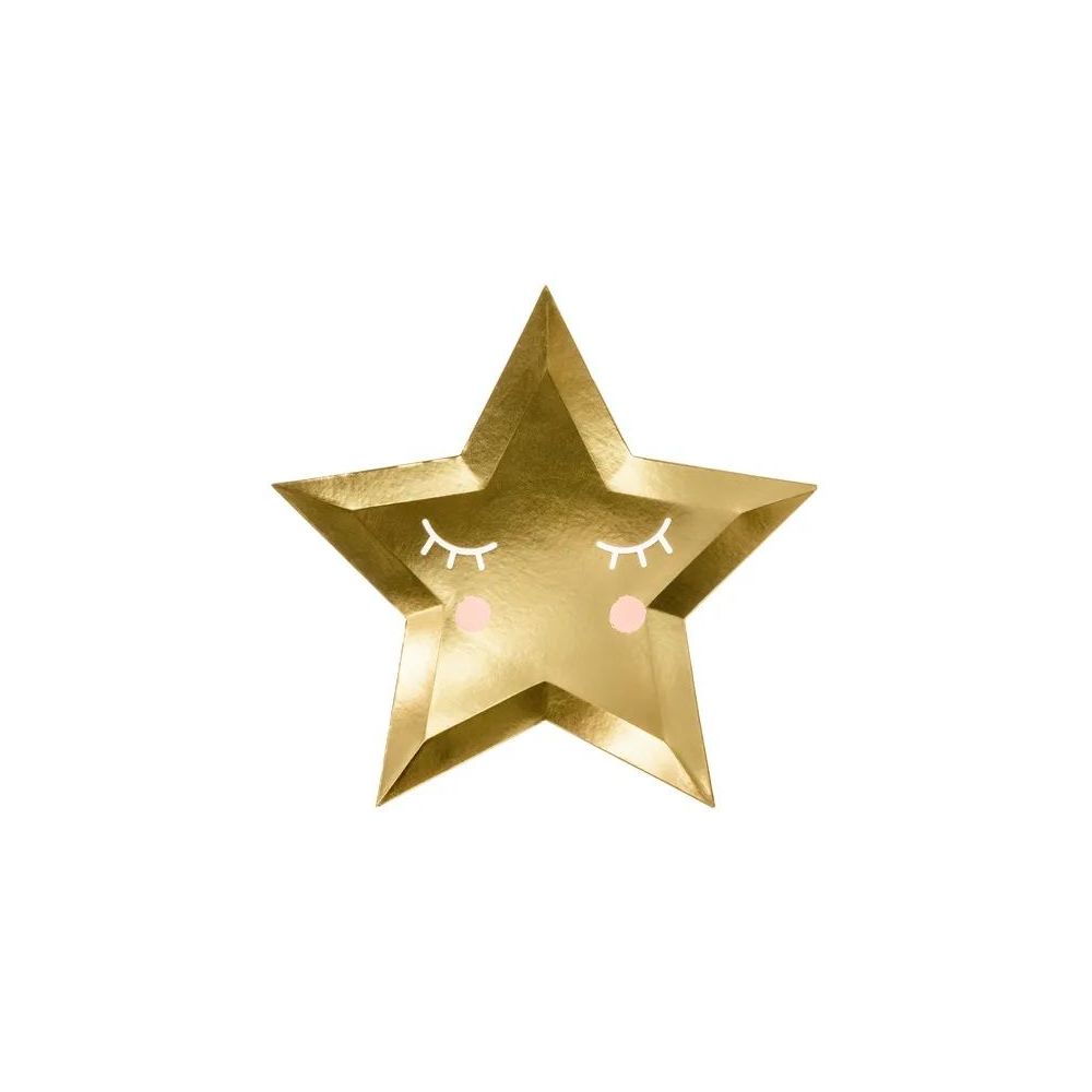 Paper plates - PartyDeco - Star, gold, 27 cm, 6 pcs.