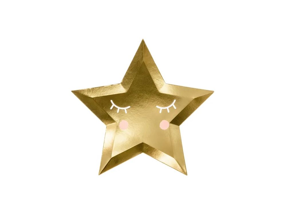 Paper plates - PartyDeco - Star, gold, 27 cm, 6 pcs.