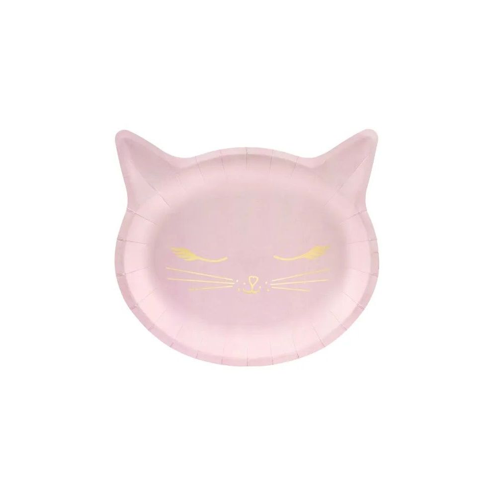 Paper plates - PartyDeco - Kitten, pink, 22 x 20 cm, 6 pcs.
