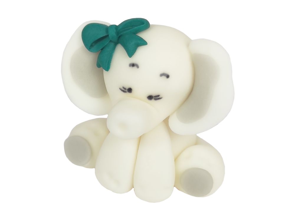 Figurka cukrowa na tort - Dekor Pol - Słonik, niebieska wstążka, 6 cm
