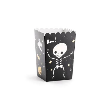 Popcorn boxes for Halloween - PartyDeco - Boo!, black, 6 pcs.