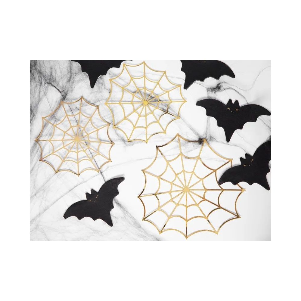 Paper decorations for Halloween - PartyDeco - Cobwebs, gold, 3 pcs.