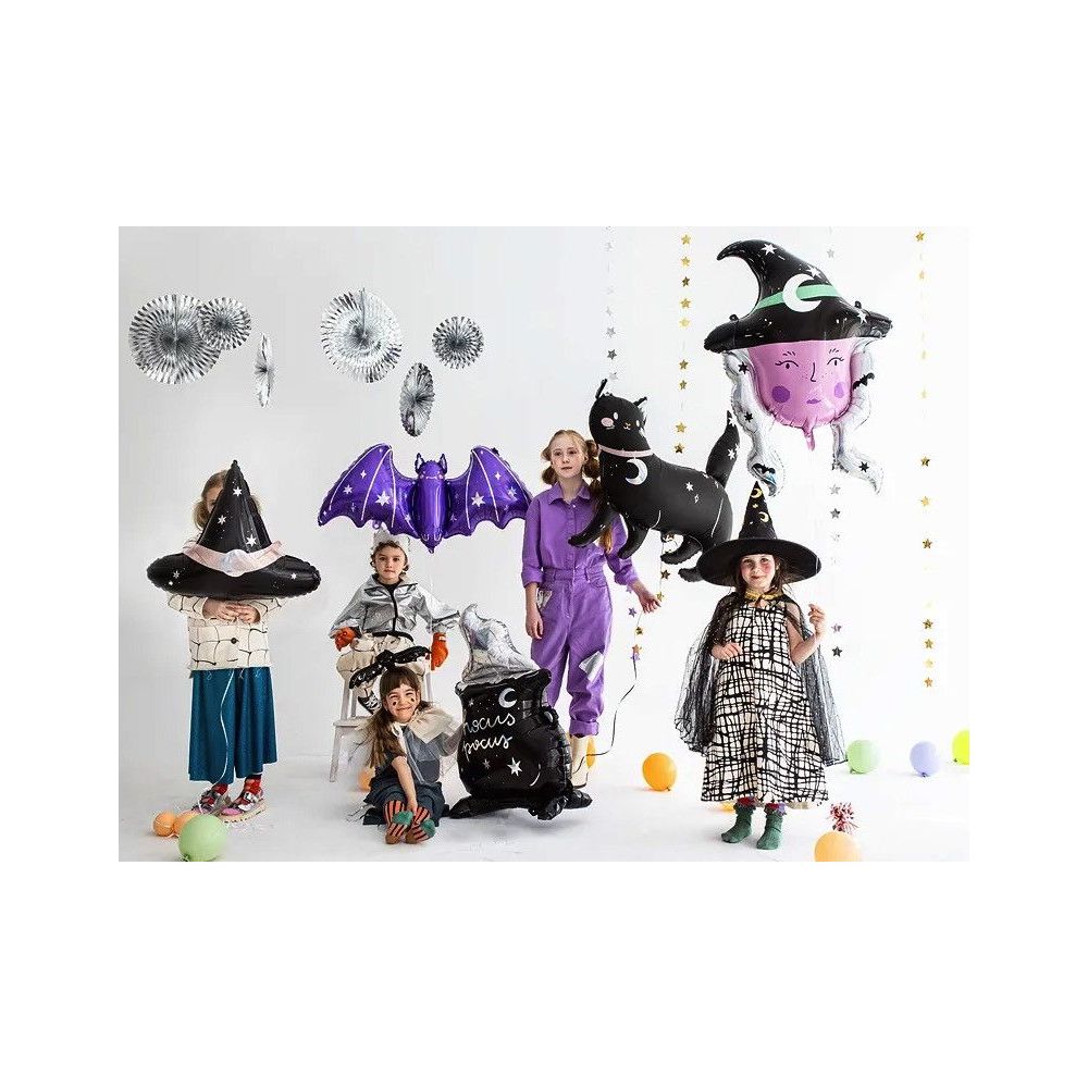 Balon foliowy na Halloween - PartyDeco - Kot, czarny, 81 x 80 cm