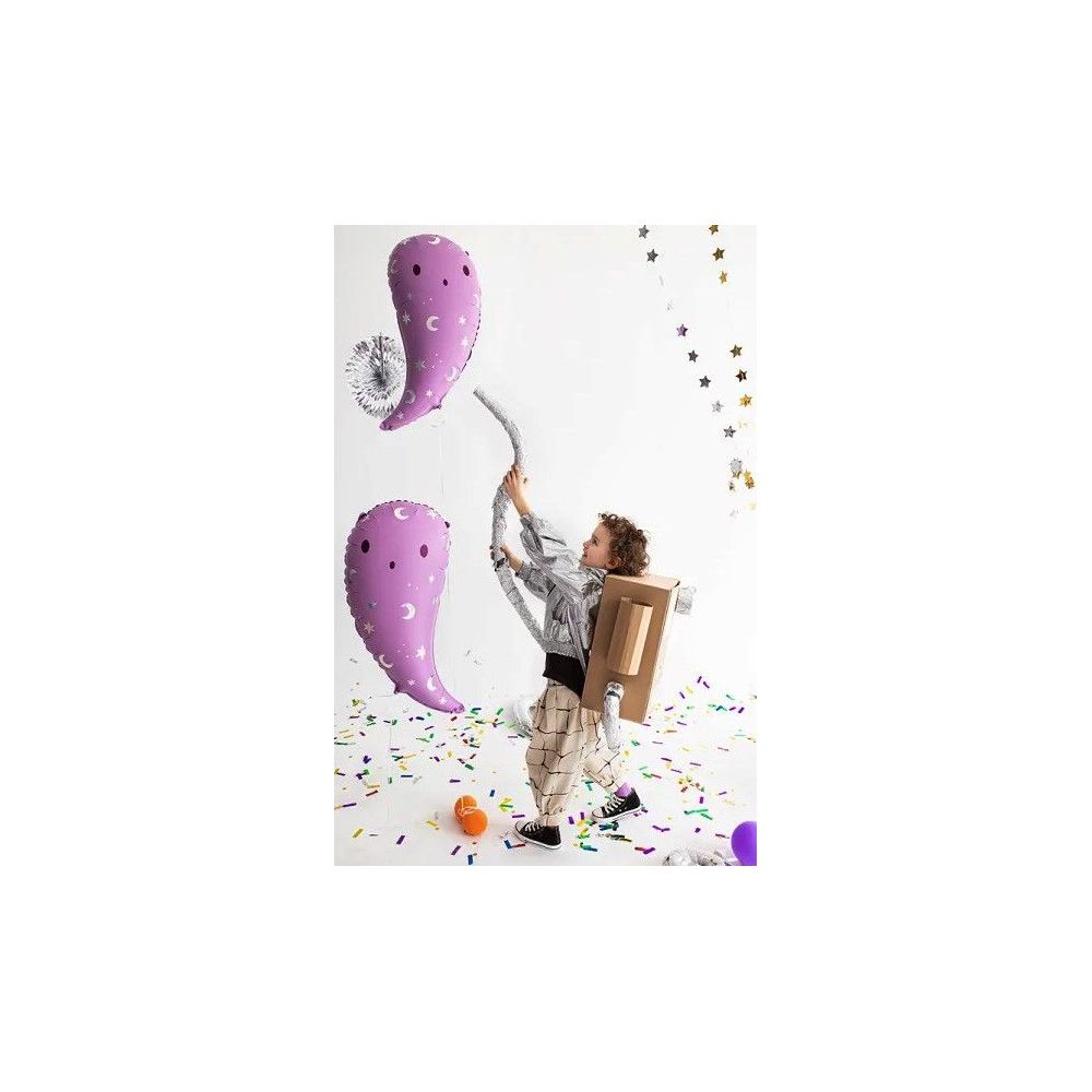 Balon foliowy na Halloween - PartyDeco - Duch, różowy, 36 x 60 cm