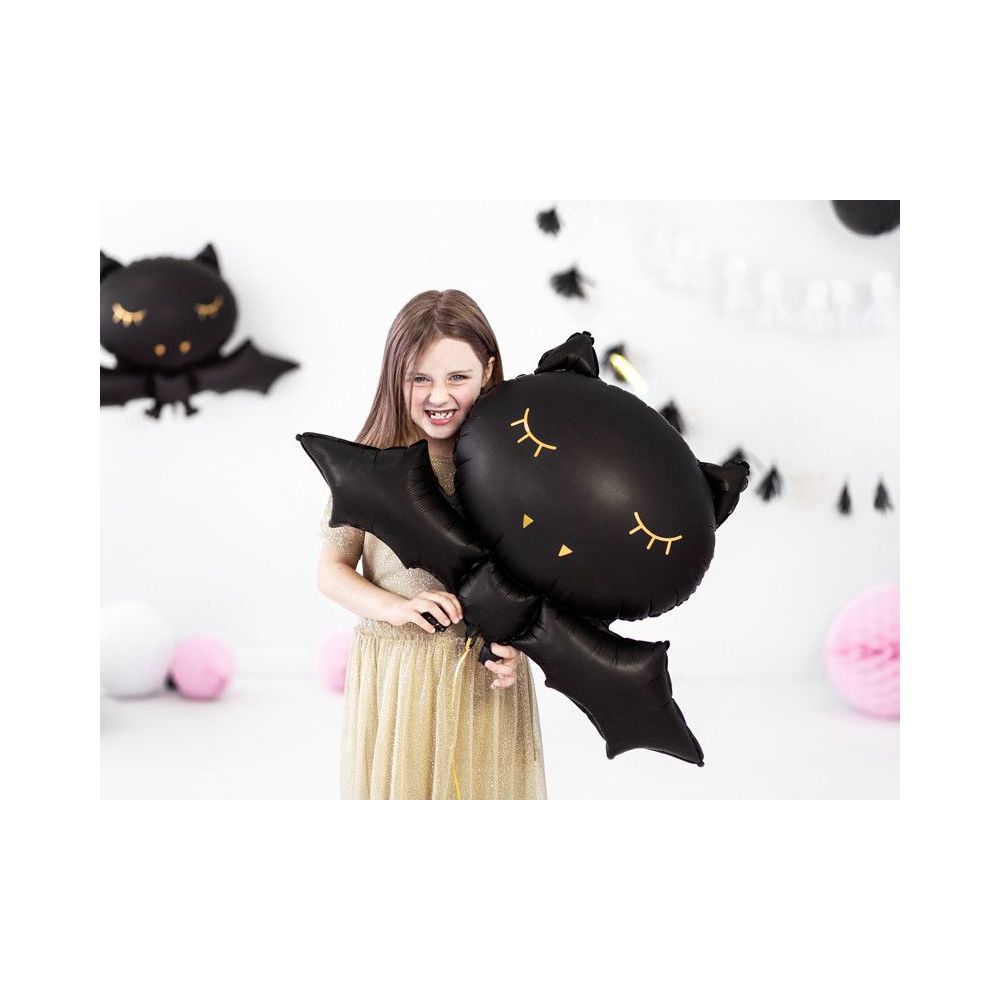 Balon foliowy na Halloween - PartyDeco - Nietoperz, czarny, 80 x 52 cm