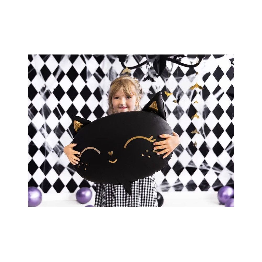 Balon foliowy na Halloween - PartyDeco - Kotek, czarny, 48 x 36 cm