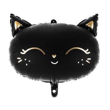 Balon foliowy na Halloween - PartyDeco - Kotek, czarny, 48 x 36 cm