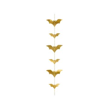 Girlanda dekoracyjna na Halloween - PartyDeco - Nietoperze, złota, 1,5 m