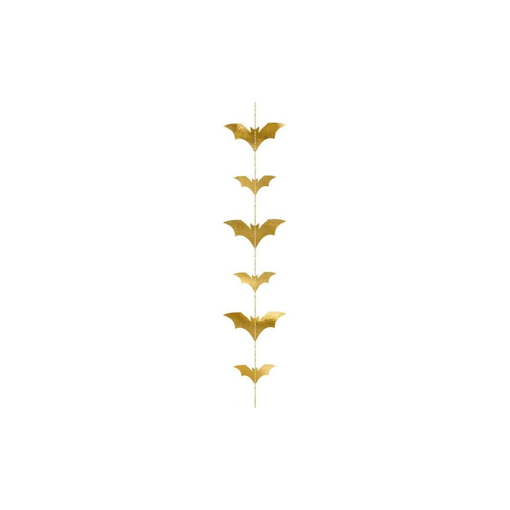 Decorative garland for Halloween - PartyDeco - Bats, gold, 1.5 m