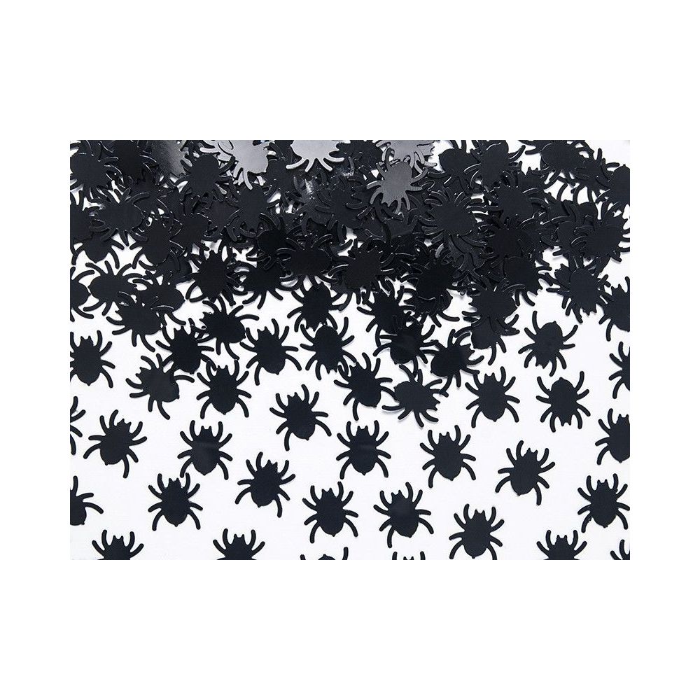 Konfetti dekoracyjne na Halloween - PartyDeco - Pająki, czarne, 15 g