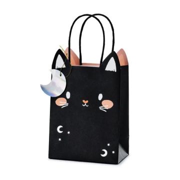 Decorative Halloween bag - PartyDeco - Cat, black, 8 x 14 x 18 cm