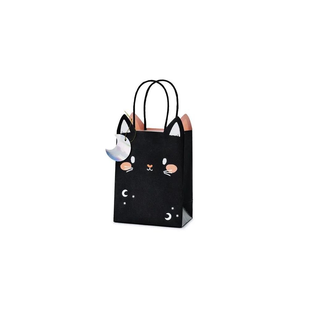 Decorative Halloween bag - PartyDeco - Cat, black, 8 x 14 x 18 cm