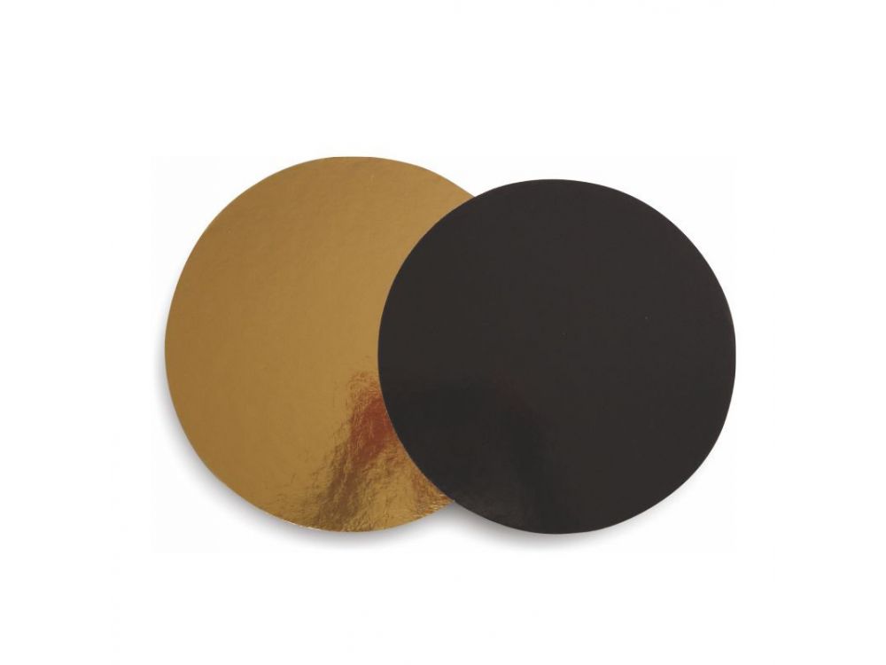 Cake board smooth - gold and black, 16 cm