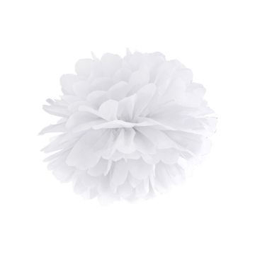 Pompon bibułowy - PartyDeco - biały, 25 cm