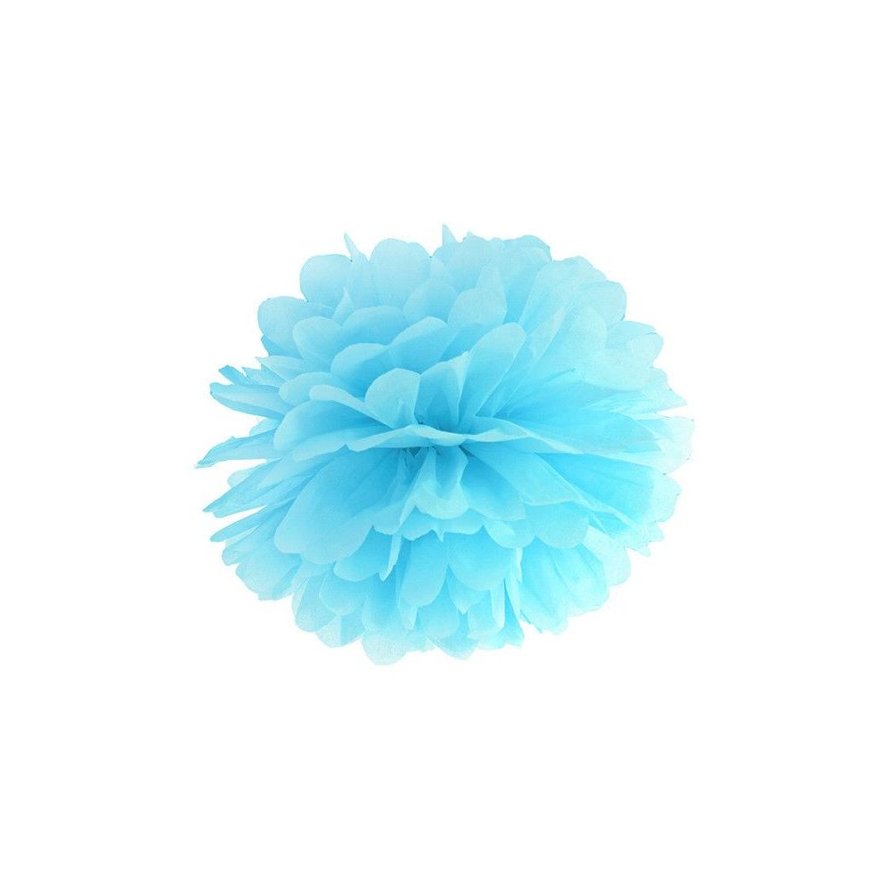 Pompon bibułowy - PartyDeco - błękitny, 25 cm