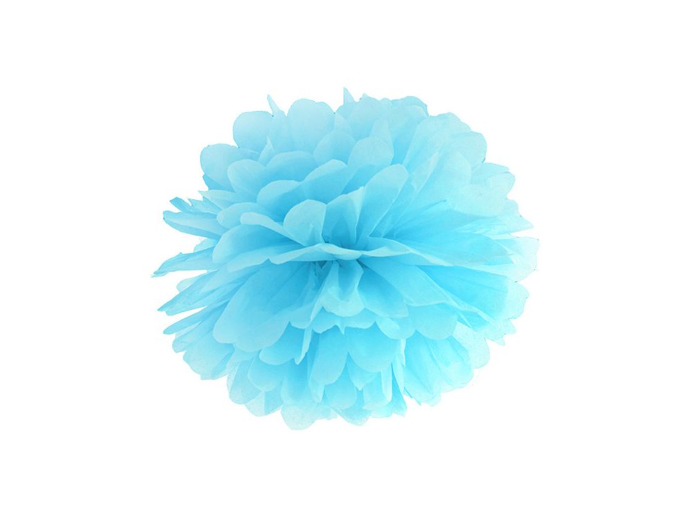 Pompon bibułowy - PartyDeco - błękitny, 25 cm