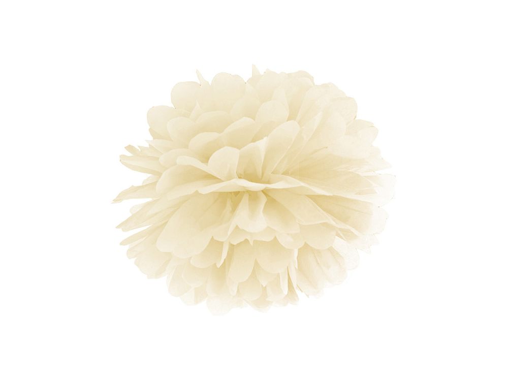 Pompon bibułowy - PartyDeco - kremowy, 25 cm