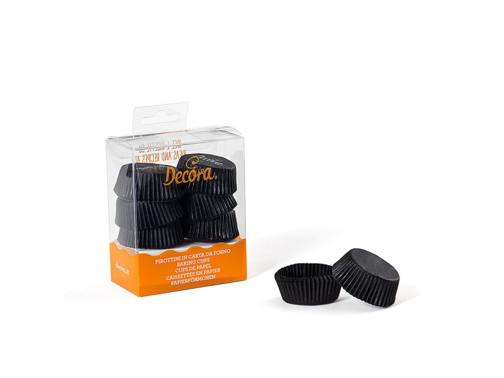 Baking cups  - Decora - black, 40 x 20 mm, 120 pcs.