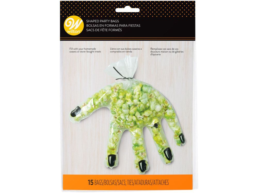 Torebki dekoracyjne na Halloween - Wilton - Ręka, 15 szt.