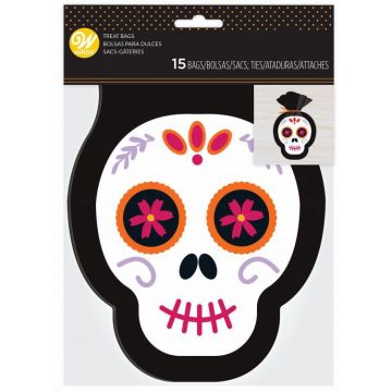 Decorative Halloween bags - Wilton - Skull, 15 pcs.