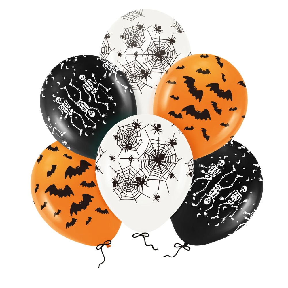 Eco latex balloons for Halloween - mix, 30 cm, 6 pcs.