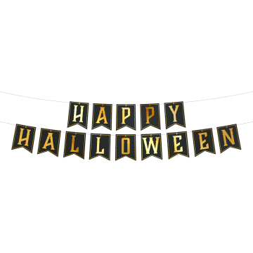 Decorative Garland - Happy Halloween, black, 250 cm