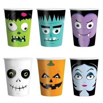 Paper cups for Halloween - Monsters, mix, 6 pcs.