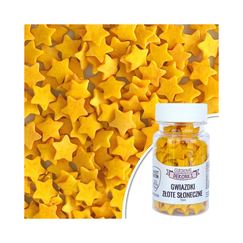 Sugar sprinkles - Stars, sunny golden, 30 g