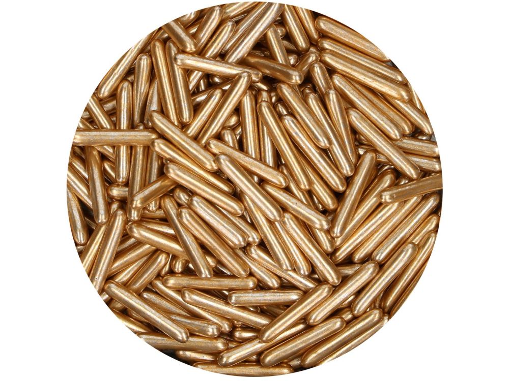 Posypka cukrowa, pręciki XL - FunCakes - metaliczne, jasne złoto, 70 g