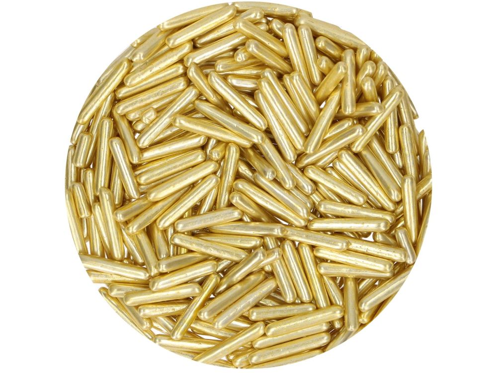 Posypka cukrowa, pręciki XL - FunCakes - metaliczne, żółte złoto, 70 g